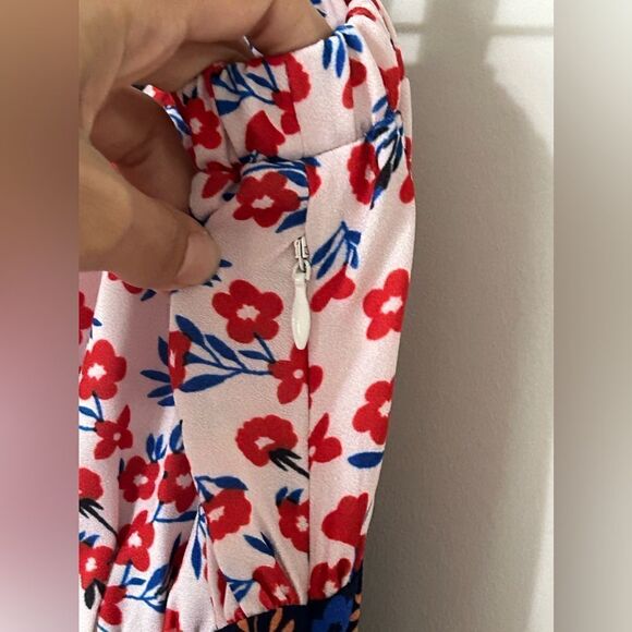 Lulus Golden Hour Blush and Navy Floral Print Strapless Midi Dress - Picture 9 of 12